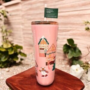 Starbucks Bearista Christmas Tumbler 2025 Sparkle Pink 24 Oz Sip or Straw NWT